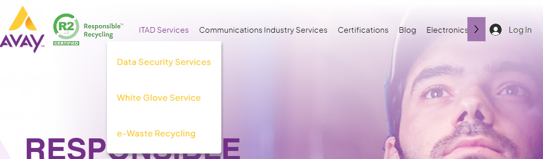 Avay.com menu redesign comparison